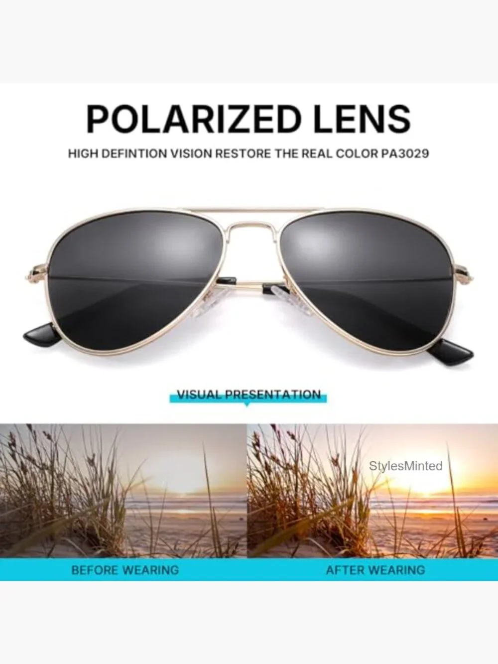 Kids Aviator Sunglasses UV400 Protection Metal Frame Unbreakable Toddler